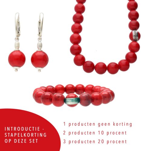 Oorbellen statement B10 – Rode Jade – Sterling Zilver