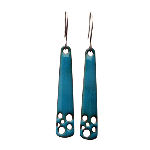 Oorbellen Enamel – Glas Emaille – Bohemian – Sterling Zilver – Turquoise Blauw