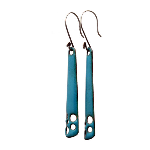 Oorbellen Enamel – Glas Emaille – Bohemian – Sterling Zilver – Turquoise Blauw