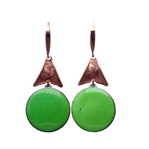 Oorbellen Enamel – Glas Emaille – Bohemian – Groen – Koper