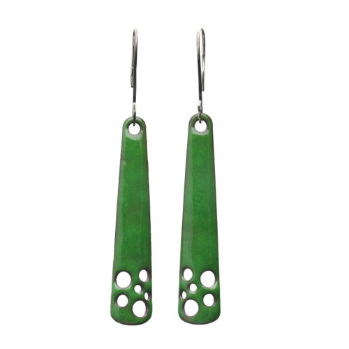 Oorbellen Enamel – Glas Emaille – Bohemian – Sterling Zilver – Groen