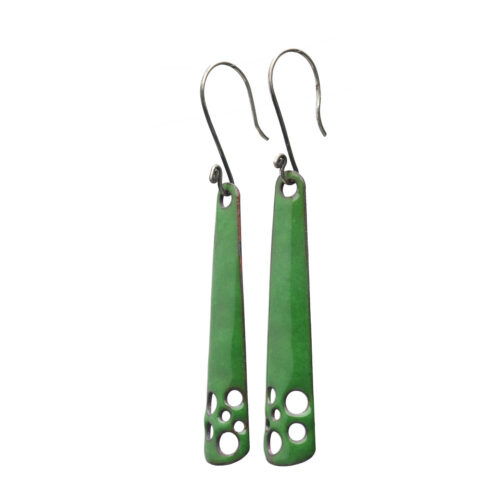 Oorbellen Enamel – Glas Emaille – Bohemian – Sterling Zilver – Groen